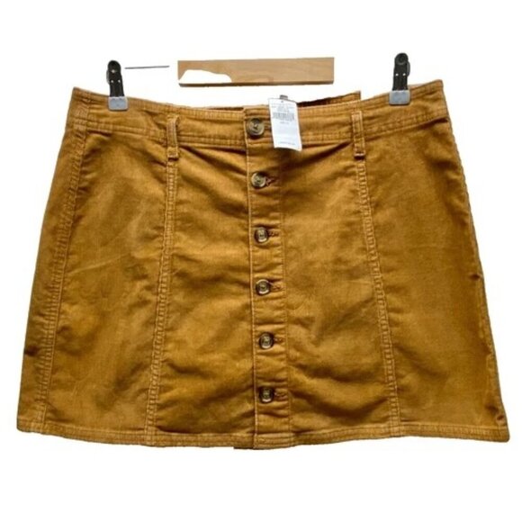 American Eagle Outfitters Dresses & Skirts - American Eagle Women's Skirt Corduroy Size 12 Golden Brown High Rise A-Line NWT